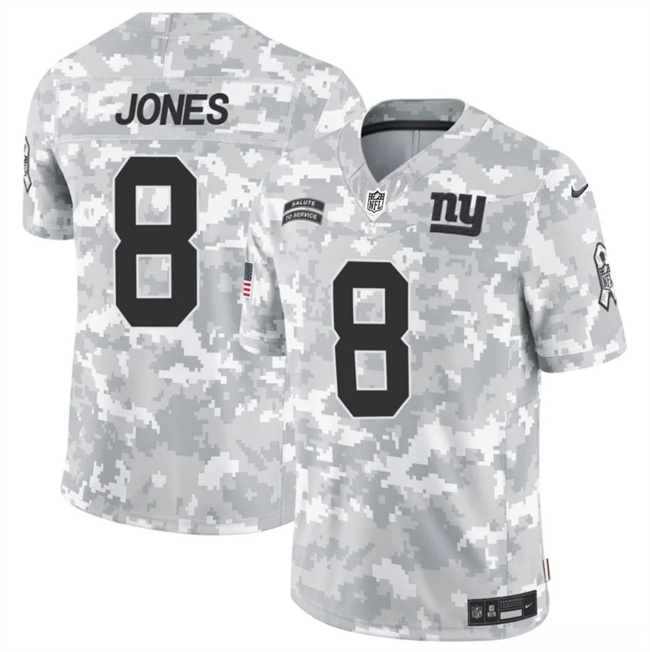 Men's New York Giants #8 Daniel Jones 2024 F.U.S.E. Arctic Camo Salute to Service Limited Football Stitched Jersey